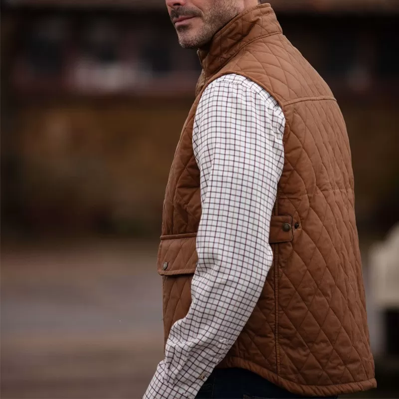 Colete Oxford Azul Kensington Acolchoado Areia Encerado