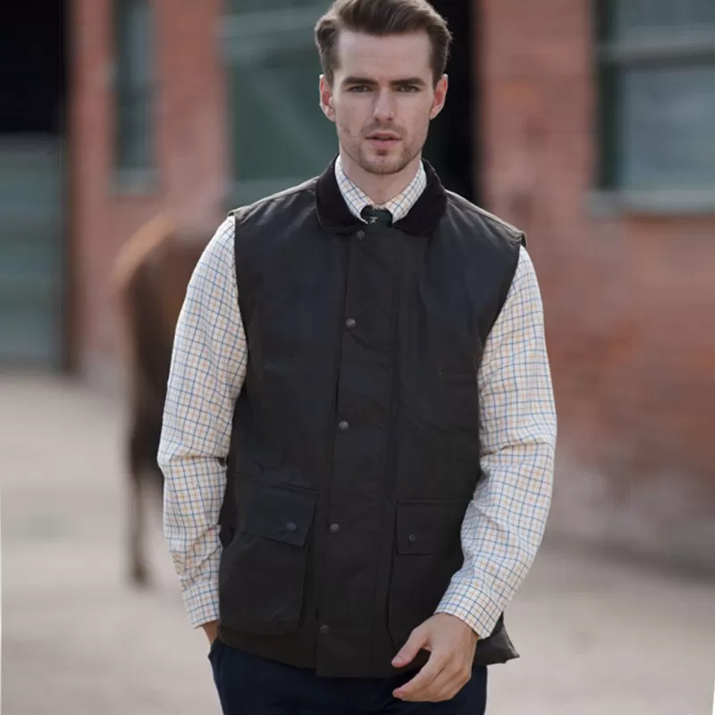 Colete Oxford Blue Gamekeeper encerado verde-oliva escuro encerado Colete Oxford Blue Gamekeeper encerado verde-oliva escuro encerado