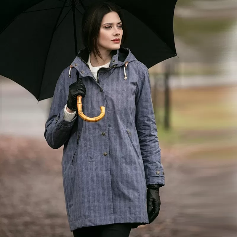 Parka Oxford Blue Tartan Brighton encerada lavable POW Parka Oxford Blue Tartan Brighton encerada lavable POW