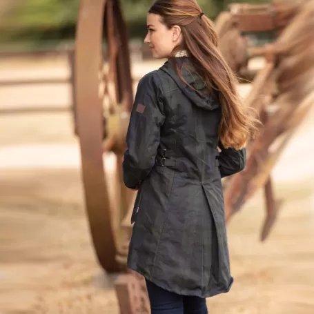 Jaqueta Katrina Blackwatch Oxford Azul Tartan Encerada