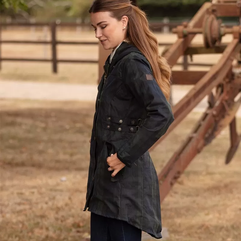 Jaqueta Katrina Blackwatch Oxford Azul Tartan Encerada