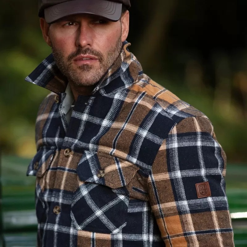 Sobrecamisa Oxford Azul Xadrez Mostarda