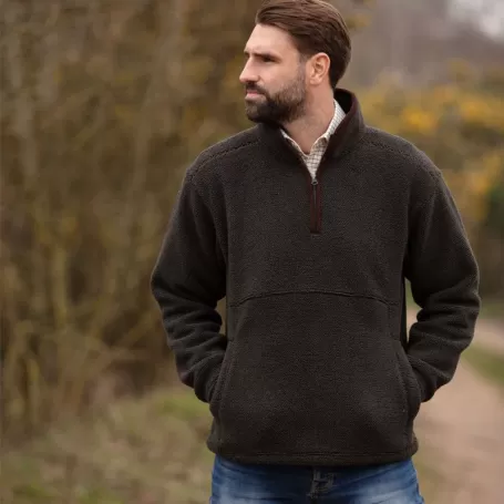 Suéter Oxford Azul Fleece Meio Zíper Verde Suéter Oxford Azul Fleece Meio Zíper Verde