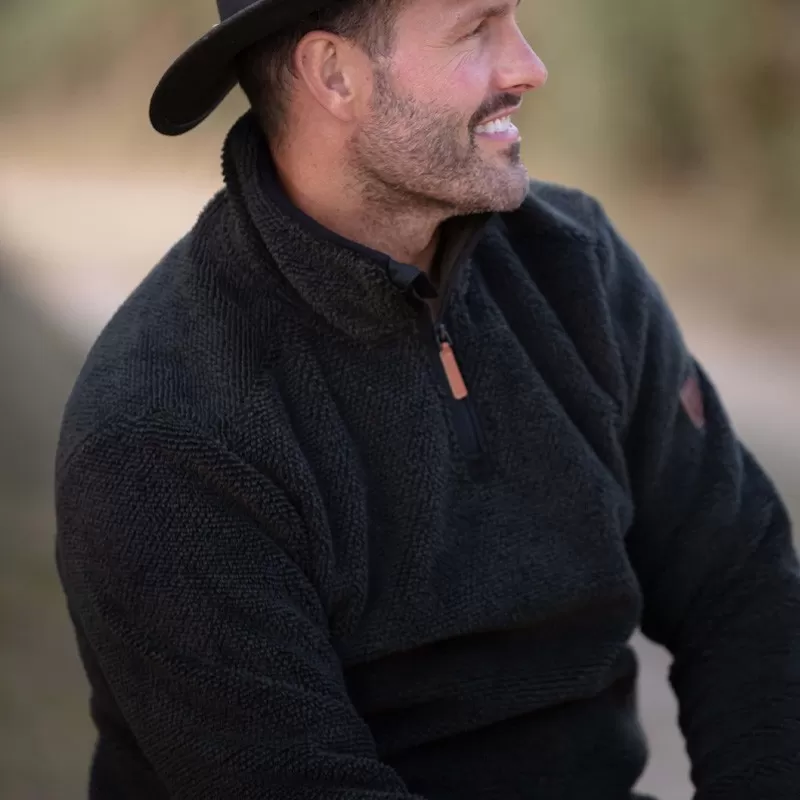 Suéter Oxford Blue Fleck Fleece com zíper de um quarto, verde Suéter Oxford Blue Fleck Fleece com zíper de um quarto, verde