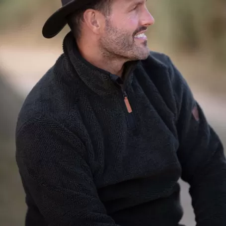 Suéter Oxford Blue Fleck Fleece com zíper de um quarto, verde Suéter Oxford Blue Fleck Fleece com zíper de um quarto, verde