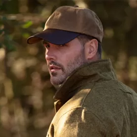 Boné Oxford Blue Peak Baseball Couro Cera Bege