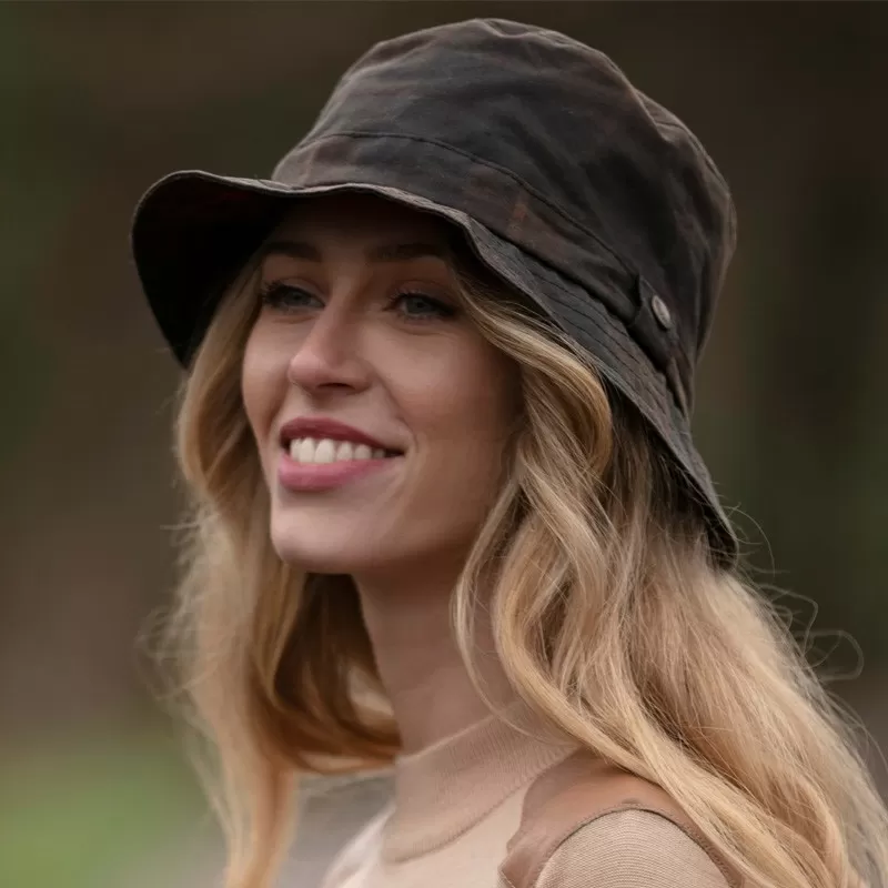 Boné Oxford Blue Bush Tartan Honey Waxed Boné Oxford Blue Bush Tartan Honey Waxed