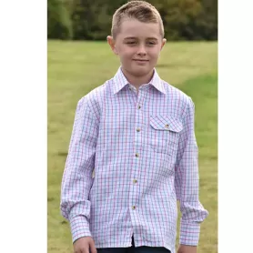 Camisa Oxford Blue Perry para niños manga larga Pink/Blue