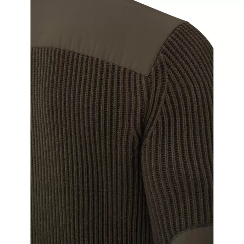 Suéter técnico Beretta Dover com meio zíper, musgo e casca marrom