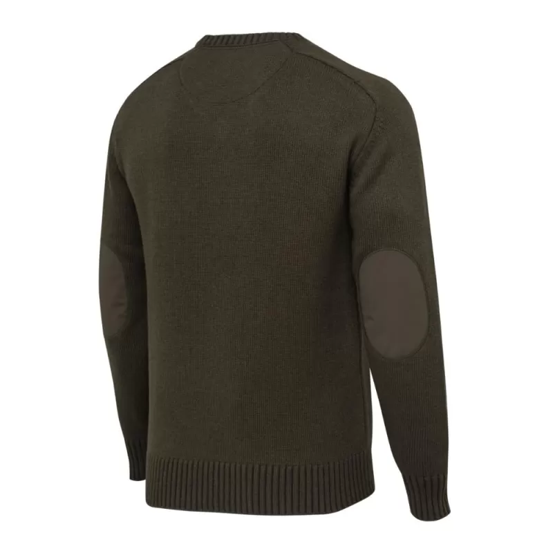 Suéter técnico Beretta Kent com decote em V em Moss & Brownbark
