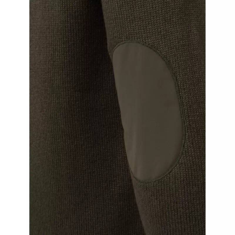 Suéter técnico Beretta Kent com decote em V em Moss & Brownbark