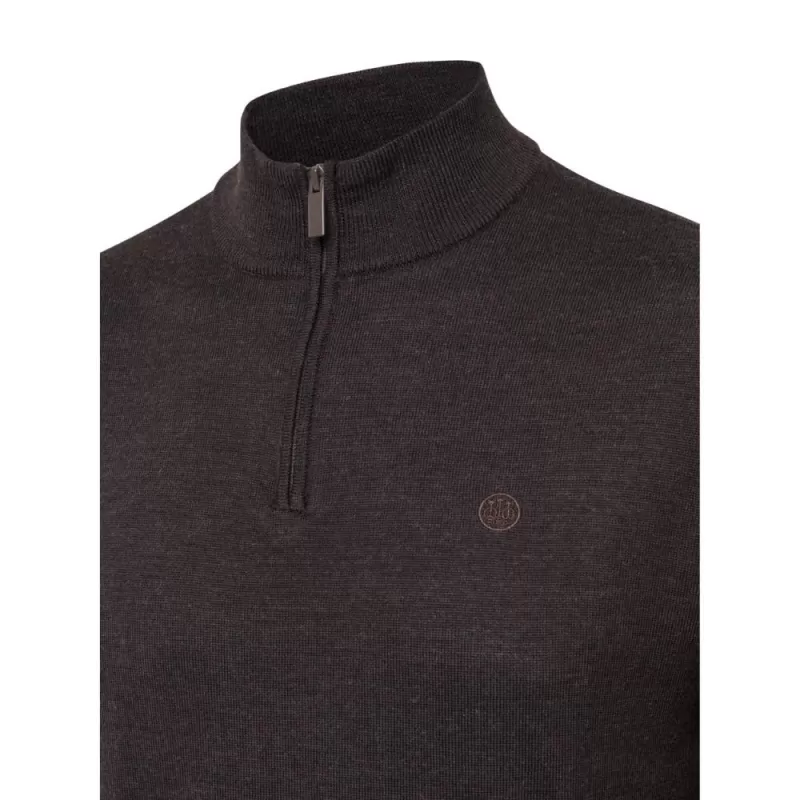 Jersey Beretta Meio Zíper Merino Meio Casca Marrom