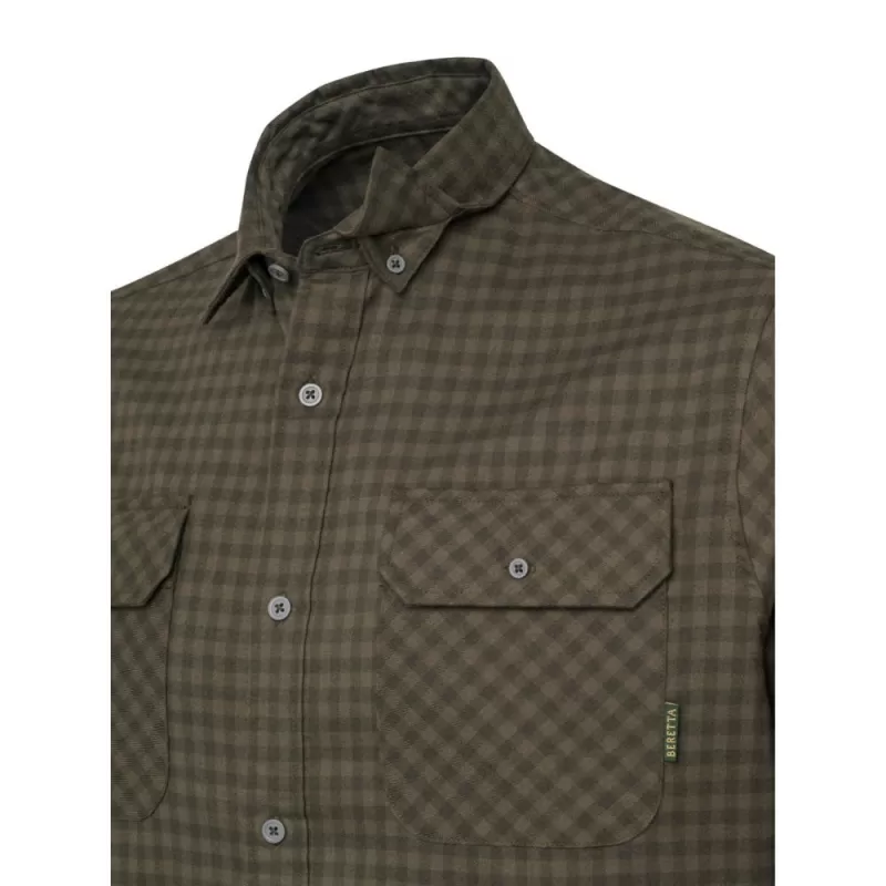 Camisa de flanela Beretta Cadet xadrez verde e marrom