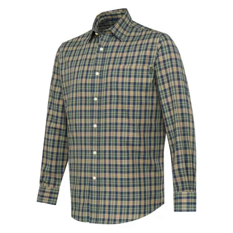 Camisa Beretta Bryggen Azul e Xadrez Areia Camisa Beretta Bryggen Azul e Xadrez Areia