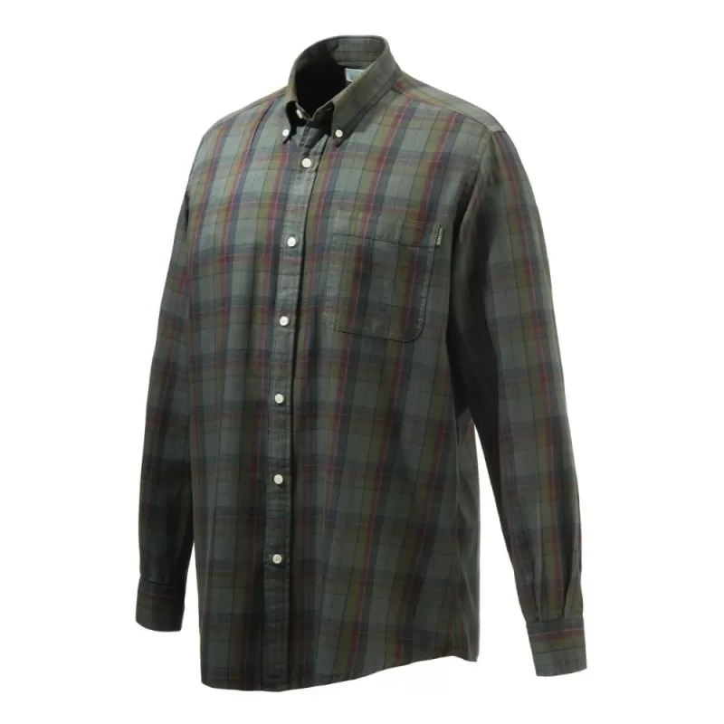 Camisa Beretta com botões de madeira, verde e vermelho, com cobertura de musgo Camisa Beretta com botões de madeira, verde e vermelho, com cobertura de musgo