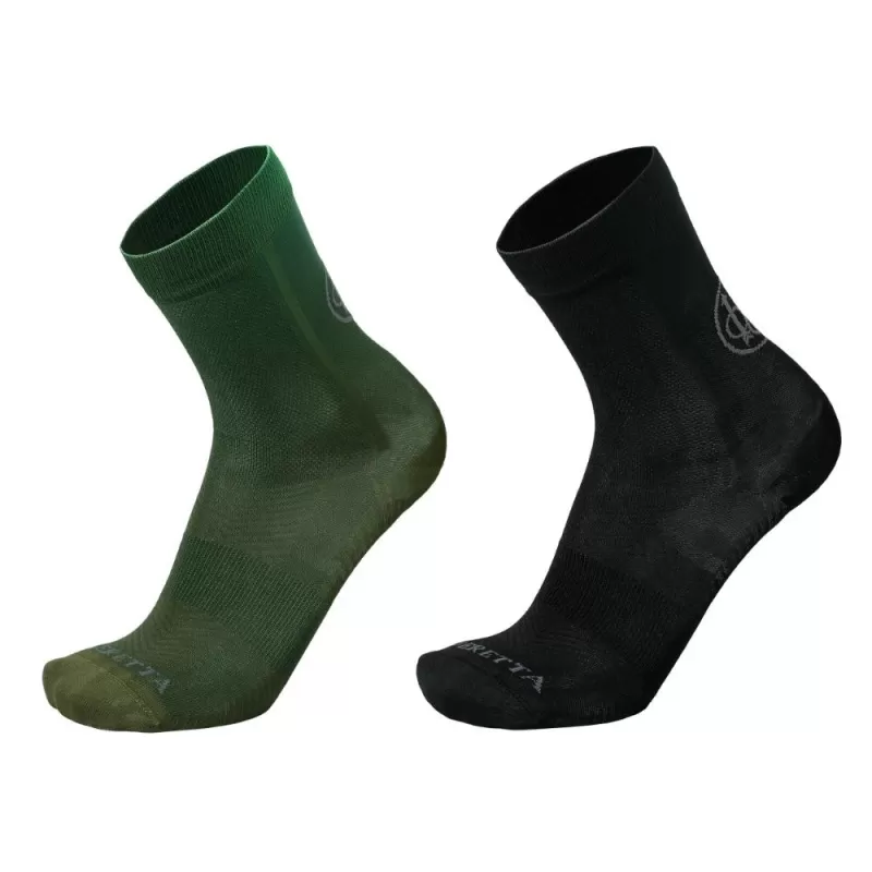 Meias curtas de tiro Beretta pretas e verdes Meias curtas de tiro Beretta pretas e verdes
