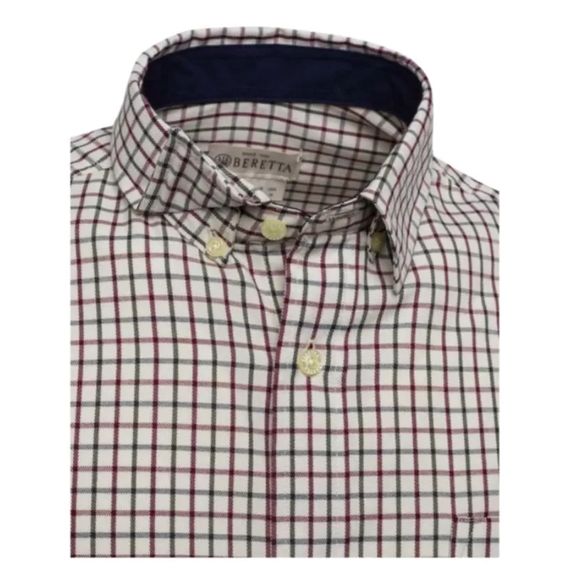 Camisa de manga comprida xadrez verde e marfim Beretta Ellis