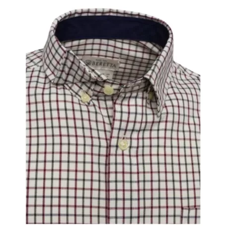 Camisa de manga comprida xadrez verde e marfim Beretta Ellis