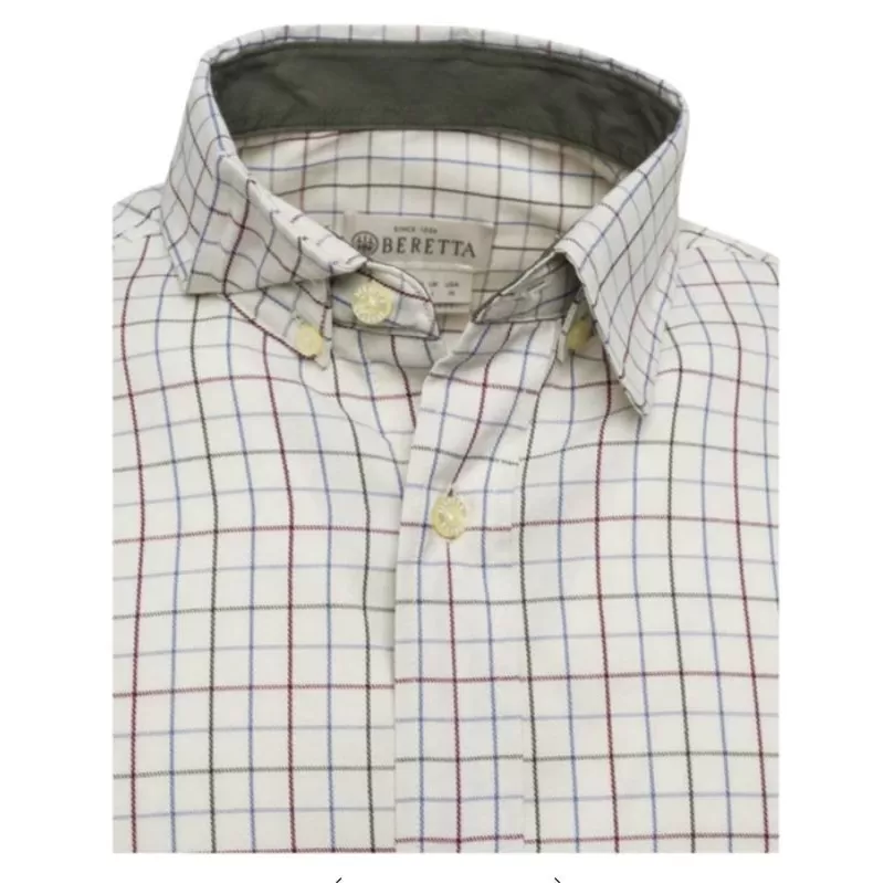 Camisa de manga comprida Beretta Charlow xadrez marfim e azul