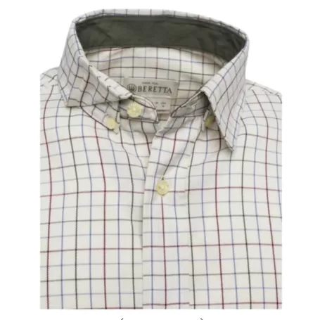 Camisa de manga comprida Beretta Charlow xadrez marfim e azul