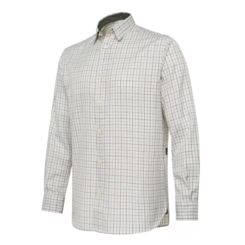 Camisa de manga comprida Beretta Charlow xadrez marfim e azul Camisa de manga comprida Beretta Charlow xadrez marfim e azul