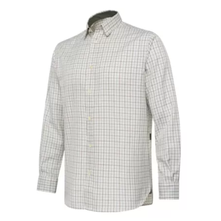 Camisa de manga comprida Beretta Charlow xadrez marfim e azul Camisa de manga comprida Beretta Charlow xadrez marfim e azul