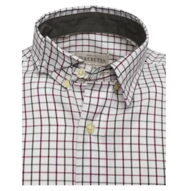 Camisa de manga comprida xadrez branca e verde Beretta Charlow