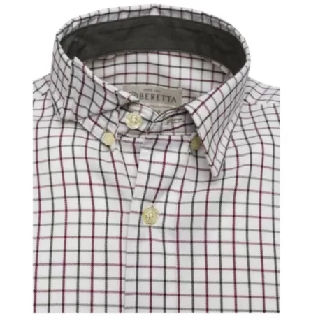 Camisa de manga comprida xadrez branca e verde Beretta Charlow