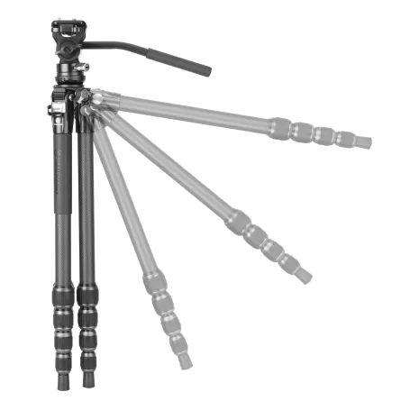 Tripé de vídeo compacto de carbono Vanguard Alta Pro 3VLT 235CV10, cabeça esférica Veo PV-10