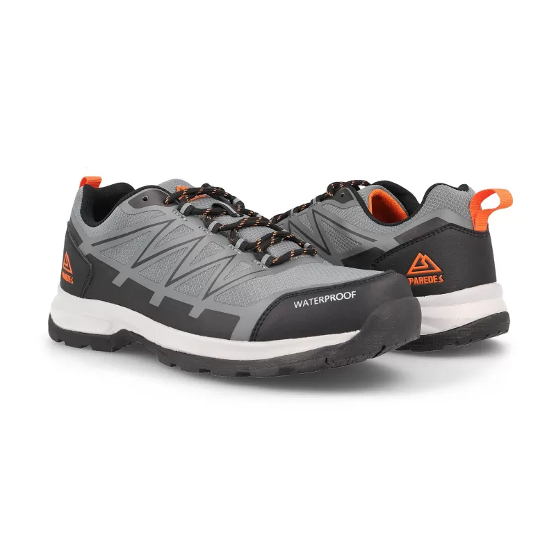 Calçado de caminhada masculino Paredes Velefique cinza durável + mochila grátis
