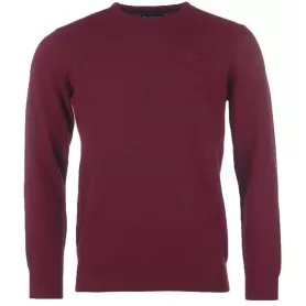 Barbour Essential Lambswool Crew Neck Maroon