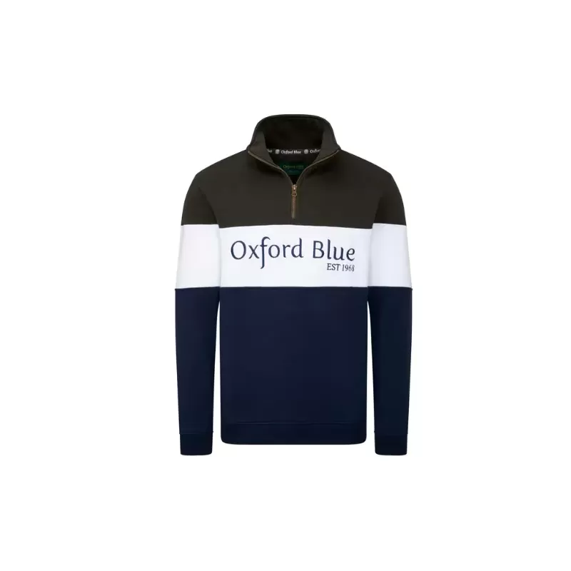 Moletom masculino cáqui com zíper Girvan azul Oxford