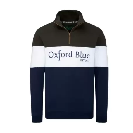 Moletom masculino cáqui com zíper Girvan azul Oxford