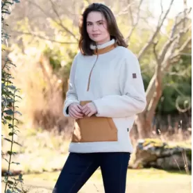 Jersey Oxford Blue Ladies Sherpa Fleece - Tan