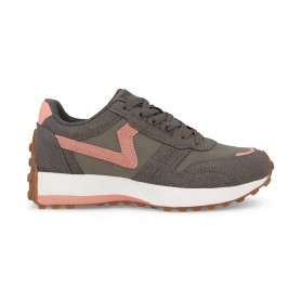 Tênis Casual Feminino Paredes Chiva Cinza Rosa Cinza