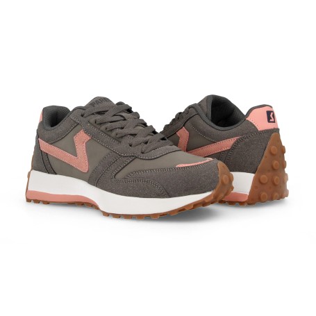 Tênis Casual Feminino Paredes Chiva Cinza Rosa