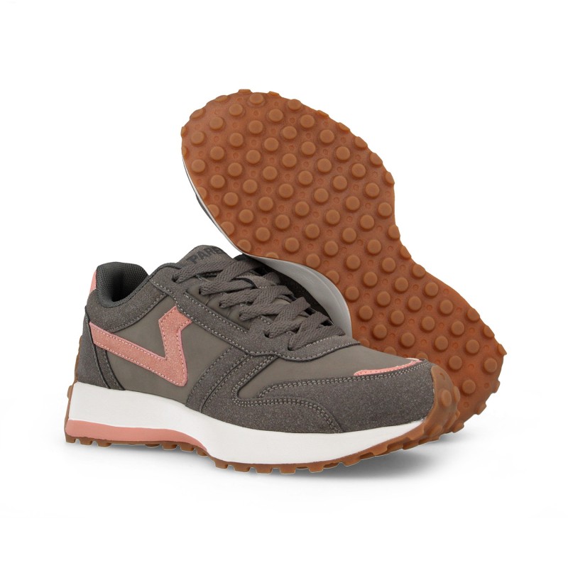 Tênis Casual Feminino Paredes Chiva Cinza Rosa