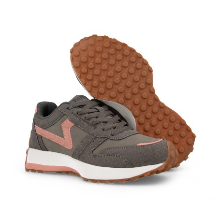 Tênis Casual Feminino Paredes Chiva Cinza Rosa