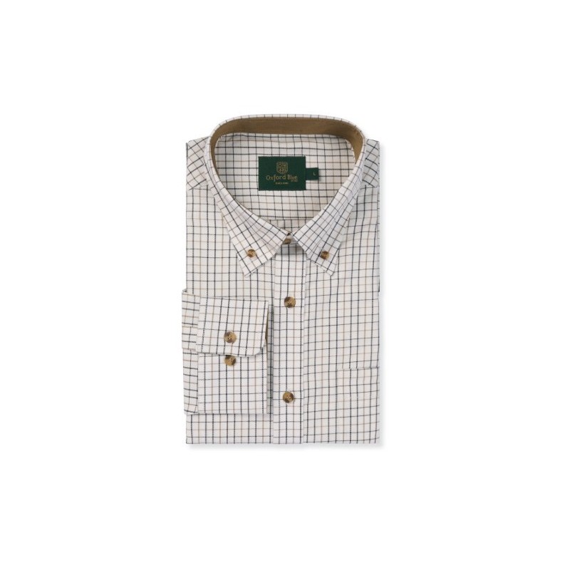 Camisa Oxford Azul Morar Xadrez Preto/Marrom