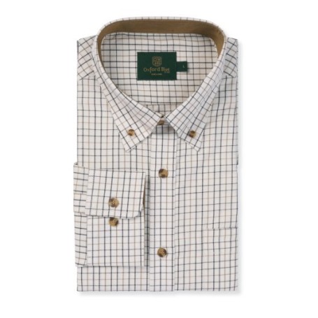 Camisa Oxford Azul Morar Xadrez Preto/Marrom