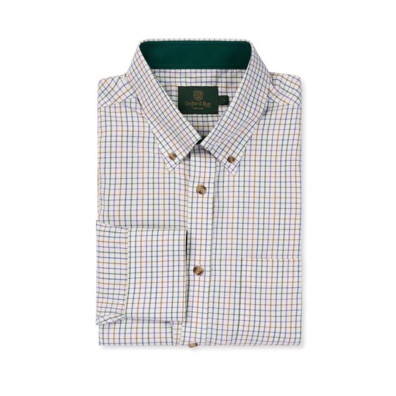 Camisa Oxford Azul Londres Verde Tattersall