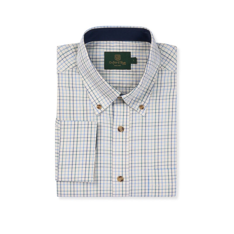 Camisa Oxford Azul Londres Tattersall Azul Marinho