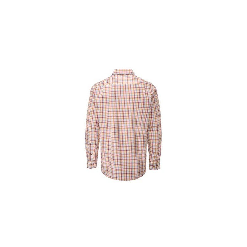 Camisa Oxford Azul Wick Check Manga P Vermelho/Laranja