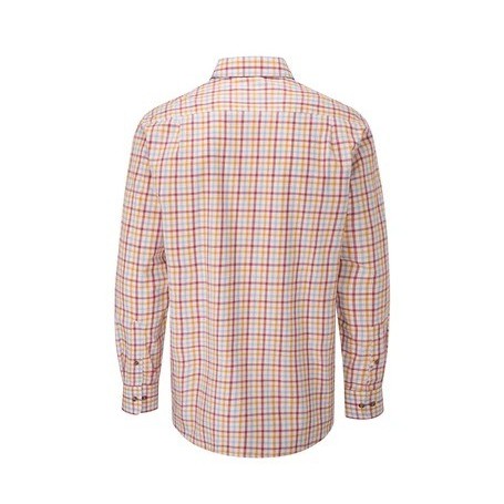 Camisa Oxford Azul Wick Check Manga P Vermelho/Laranja