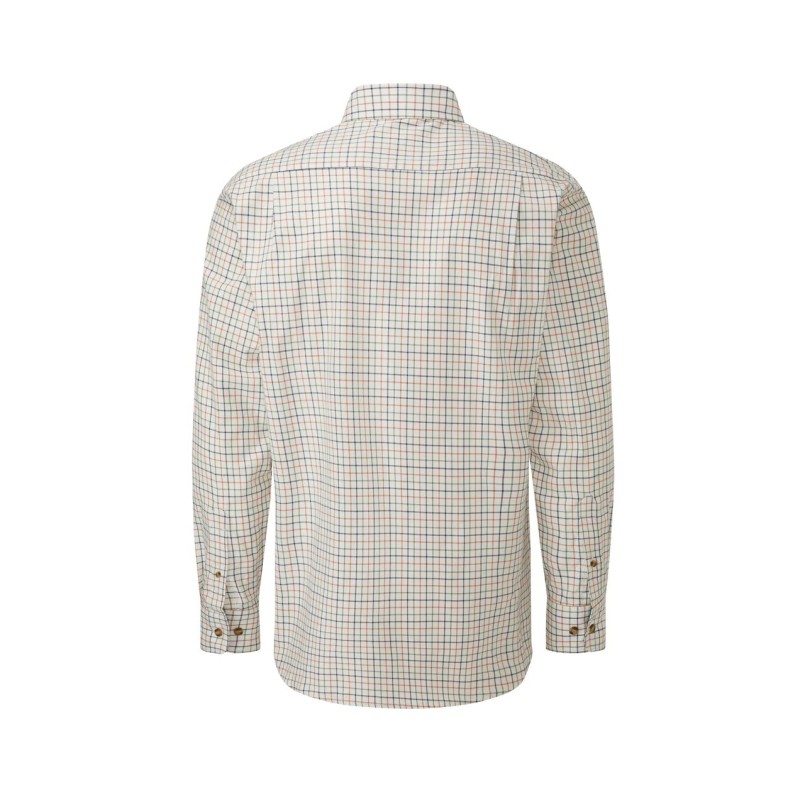 Camisa Oxford Azul Bern Check Laranja/Verde