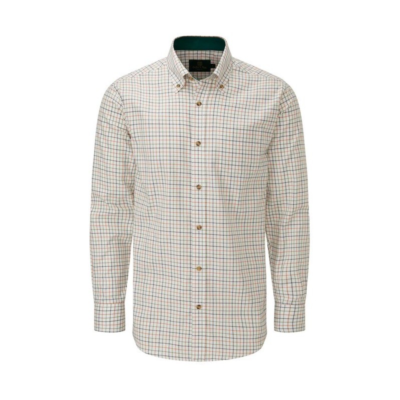 Camisa Oxford Azul Bern Check Laranja/Verde Camisa Oxford Azul Bern Check Laranja/Verde