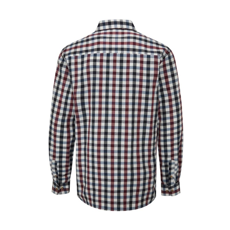 Camisa Oxford Azul Xadrez Vinho