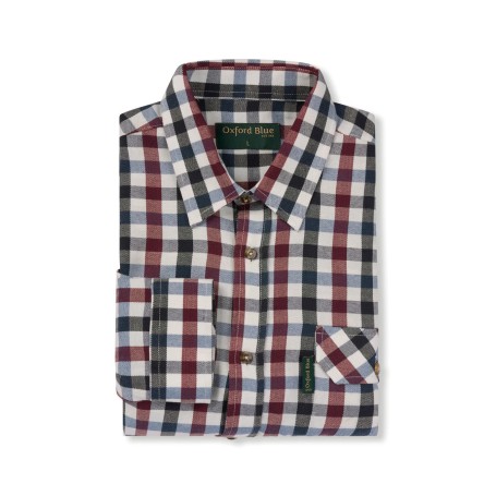 Camisa Oxford Azul Xadrez Vinho