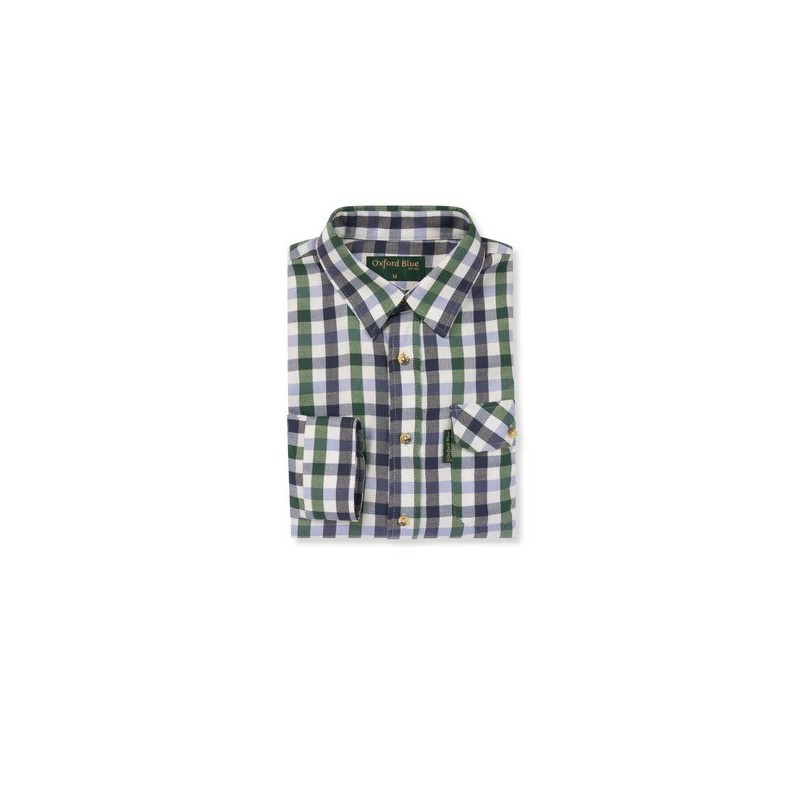 Camisa Oxford Azul Xadrez Verde