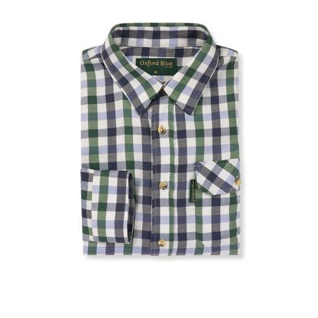 Camisa Oxford Azul Xadrez Verde